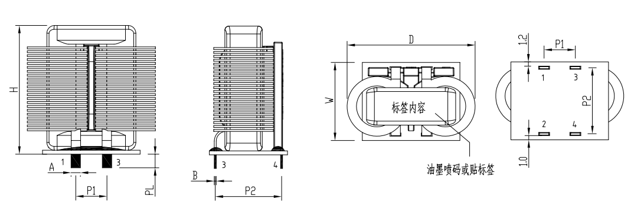 SQ3024扁平線電感封裝尺寸圖